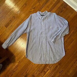 Ralph Lauren French Blue/White Striped Linen Shirt - Size 3XLT